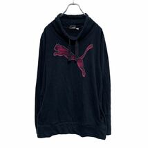 PUMA スヌードカラー スウェット トレーナー ウィメンズ XL ブラック ピンク プーマ ロゴ プリント 古着卸 アメリカ仕入 a504-5153_画像1