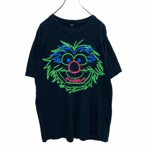 THE Muppets 半袖 プリント Tシャツ M～L ブラック ネオンカラー アニマル キャラクター 古着卸 アメリカ仕入 a504-5800
