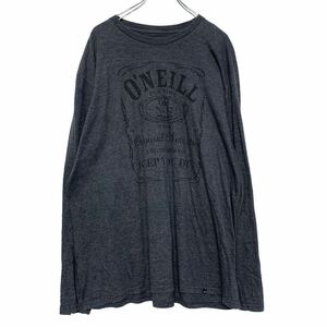 O'NEILL 長袖 プリント Tシャツ XL チャコール グレー オニール ビッグサイズ 古着卸 アメリカ仕入 a504-5876