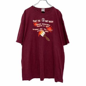 GILDAN 半袖 プリント Tシャツ XL バーガンディー ギルダン バックプリント ビッグサイズ 古着卸 アメリカ仕入 a504-5885