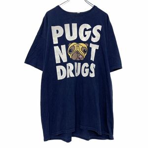 FRUIT OF THE LOOM 半袖 プリント Tシャツ 2XL ネイビー ビッグサイズ 犬 古着卸 アメリカ仕入 a504-5961