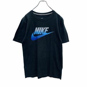 NIKE 半袖 プリント Tシャツ S ブラック ブルー ナイキ ロゴ スポーツ 古着卸 アメリカ仕入 a504-6072