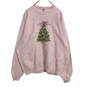 JERZEES sweat sweatshirt wi men's L pink tree embroidery old clothes . America stock a401-5186