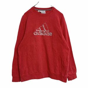 adidas sweat sweatshirt Kids 160 red Adidas sport embroidery Logo old clothes . America stock a401-5213