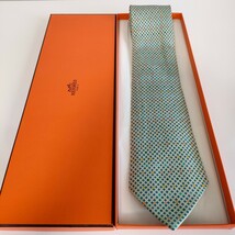 エルメス（HERMES）スカイブルーマルチカラードットネクタイ_画像1