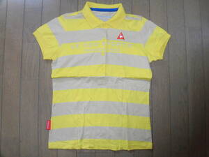 Le Cock Golf ★ Желтый x Beige Border Border Рубашка с коротким рукавом ★ M, QGL1919