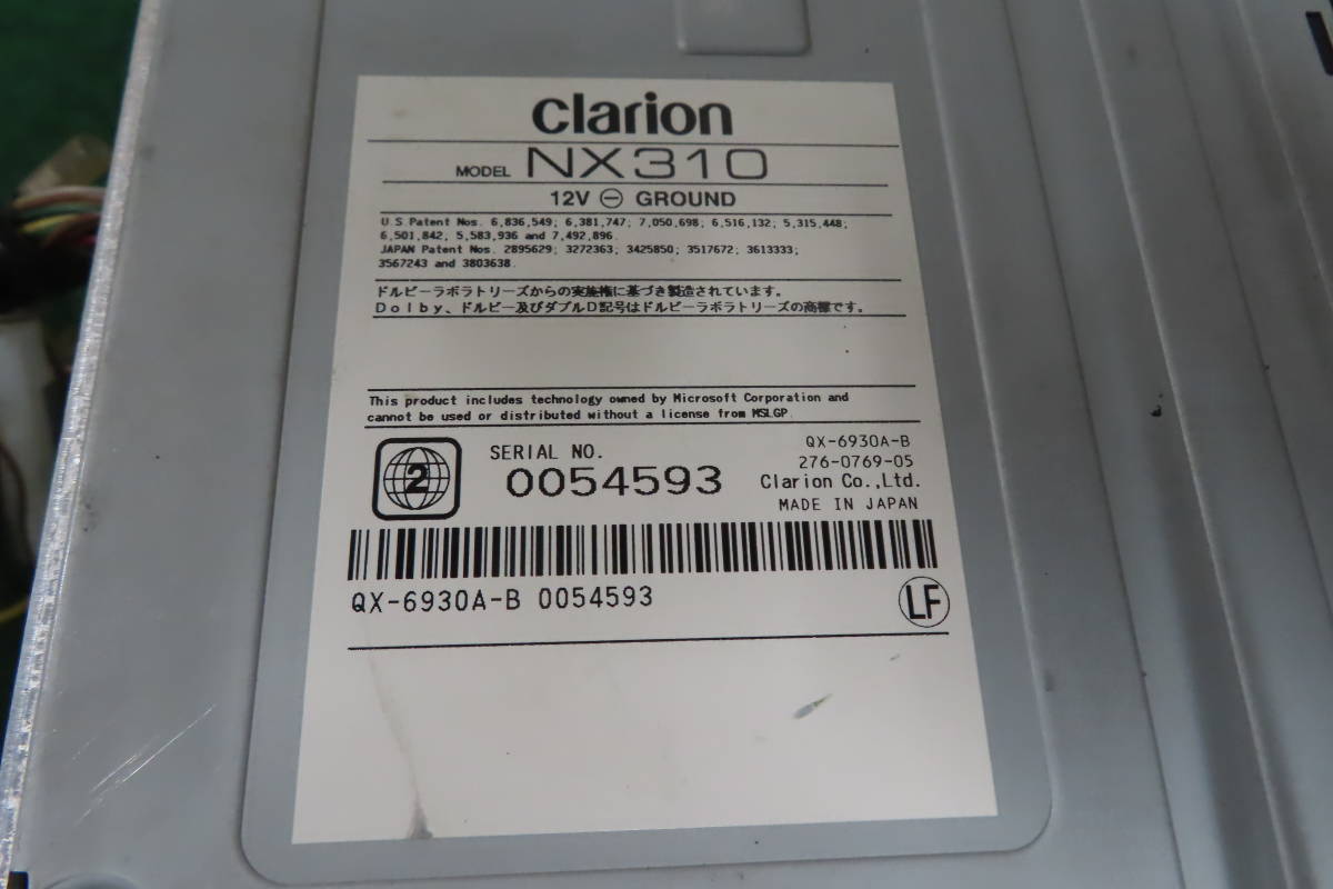 ☆動作保証付/V5296/クラリオン NX310 SDナビ TVワンセグ内蔵 CD・DVD
