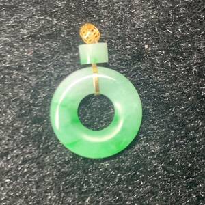 book@.. pendant . green doughnuts Myanma production k18 rare natural stone 5 month birthstone less .. less coloring 