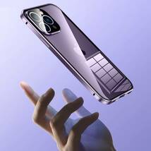 ダブル安全ロック付き +前後強化ガラス+レンズカバー一体型 覗き見防止 iPhone14/14Pro/14Plus/14Promax ケース アルミ合金 強力磁石 _画像10