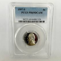 【PCGS69】　1997年　アメリカコイン　ジェファーソン大統領　5セント　PR69DCAM PCGS 94233.69_画像1