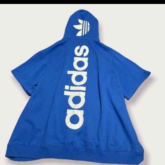 adidas フーディー　アディダス　トレフォイル　バックプリント　裏起毛　3XL　希少　大きいサイズ　ドルマン