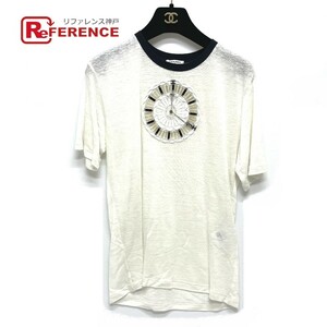 CHANEL Chanel P62662 clock motif embroidery 20C short sleeves T-shirt rayon white lady's [ used ]