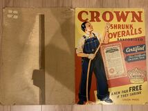 2点 40s CROWN HEADLIGHT OVERALLS ADVERTISING カードボードサイン 厚紙 ビンテージ ワーク timeworn clothing アットラストマッコイズ_画像3