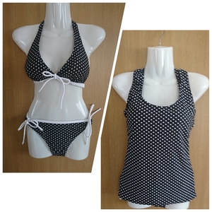 * black × white. polka dot pattern. bikini 3 point set * size 7S* Kansai fashion ream .* tunic attaching *