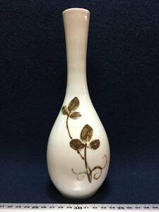 李朝 鉄砂 徳利 白磁に花柄模様 酒器 花瓶 花器 一輪挿し 綺麗目 焼き物 陶器 珍品 美品