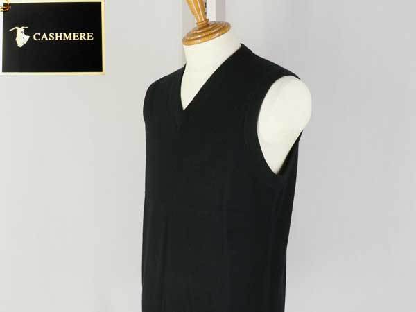 激安◆FADS★カシミヤ100%・Vネックベスト・黒★L 激安◆FADS★カシミヤ100%・Vネックベスト・黒★L