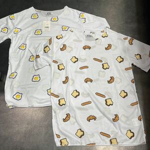 新品　送料185円　原宿Tシャツ　2枚セット　目玉焼き　パン　クロワッサンおもしろ