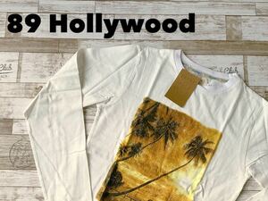 ☆送料無料☆ 89 Hollywood 89ハリウッド 未使用 タグ付き 長袖 Tシャツ ロンT プリント メンズ S ホワイト トップス 中古 即決