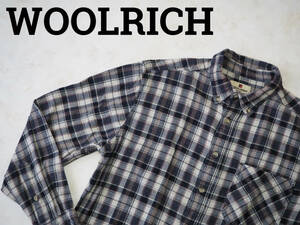 ☆送料無料☆ WOOLRICH ウールリッチ USA直輸入 古着 長袖 チェック 胸ポケット付き ボタンダウン ネルシャツ メンズ M ブラウン 中古 即決