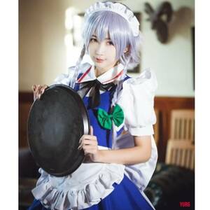 東方プロジェクト 十六夜咲夜 コスプレ衣装 Mサイズ ウィッグ付属 雰囲気 目立つ cosplay パーティー なりきり イベント コスイベ 宅コス