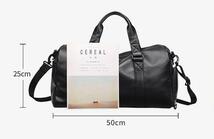 PUレザーボストンバッグ ショルダーバッグ 旅行バッグ ビジネスバッグ 男性用 通勤鞄 書類かばん　ブラック　大容量_画像10