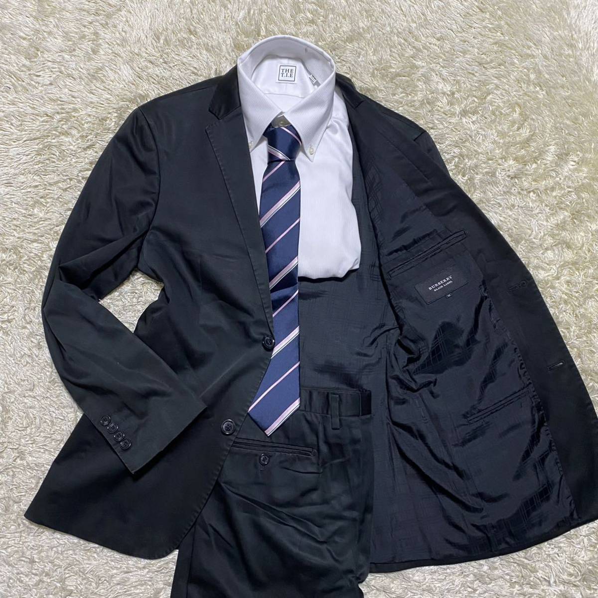 Burberry Black label チェックウールセットアップ黒/R623 バーバリー ...