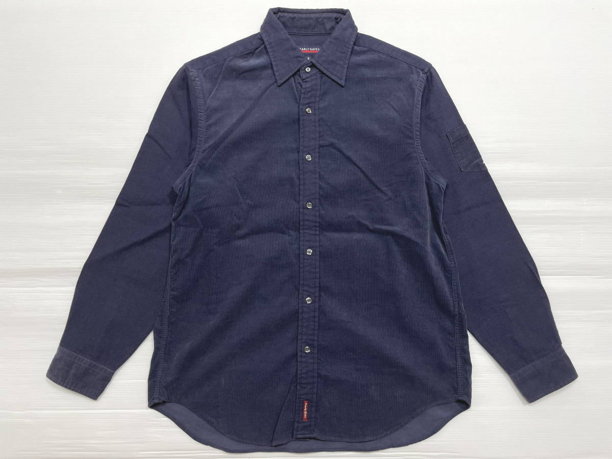 美品 パーリーゲイツ PEARLY GATES 大きいサイズ 長袖シャツ コーデュロイ ゴルフウェア タウンユース シックなデザイン 石瀬5304