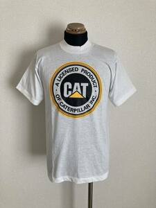 【CATERPILLAR】ロゴTシャツ M 米国 世界キャタピラー 80s USA製 黒タグ 当時物 CAT 重機 建設機械 希少 美品 送料無料