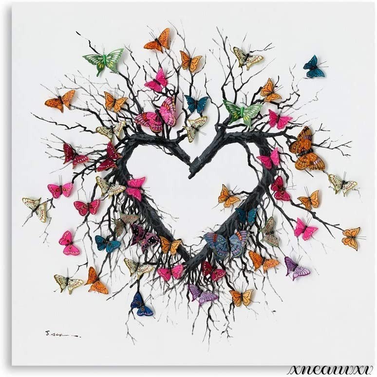 Stylish art panel, heart, butterfly, interior, wall hanging, room decoration, decorative painting, canvas painting, modern, stylish, wall art, art, makeover, Artwork, Painting, graphic