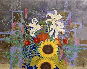 Art hand Auction Toraki Nakajima, [Fleurs d'été], Provenant d'une rare collection d'art encadrant, Nouveau cadre inclus, En bonne condition, frais de port inclus, Peinture, Peinture japonaise, autres