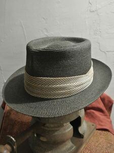 Vintage dobbs hat Milan 7 1/4ヴィンテージドブスストローブレードパナマハット58cmカンカン帽ボーターハットステットソン