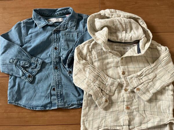 おしゃれブランド ZARA BABY長袖シャツ デニムシャツ2枚セット