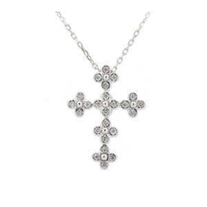  Vendome Aoyama бриллиантовое колье 0.14ct Cross K18WG(18 золотой белое золото ) ломбард лот 