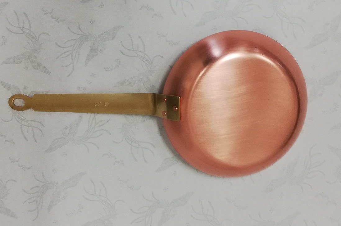 純銅フライパン約径２１ｃｍ錫メッキ無板厚約２ｍｍ業務用仕様日本製