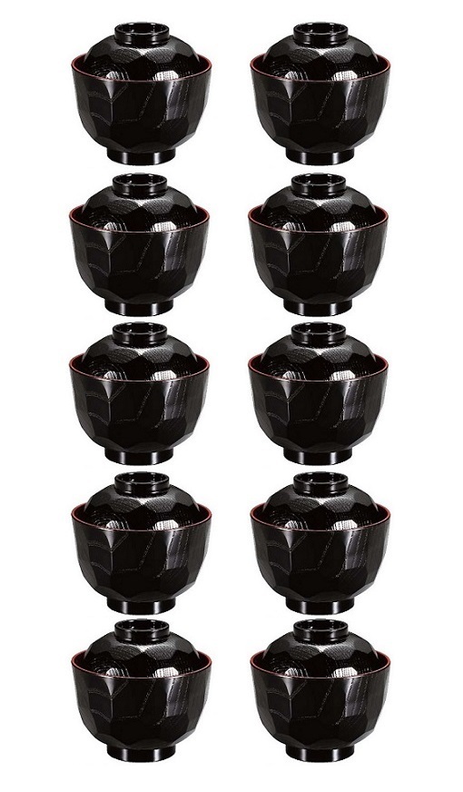 ☆業務用漆器耐熱ニュー亀甲小吸椀総黒(約径97XH93mm)200個
