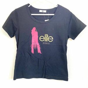 elite models 半袖Tシャツ ブラック コットン100% ◎11-24