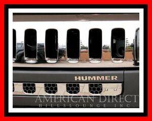 【クローム/ステンレス製】06-09y ハマーH3 クローム 鏡面 フロント バンパー レター HUMMER 6ピースセット ロゴ グリル ライト 3M製テープ