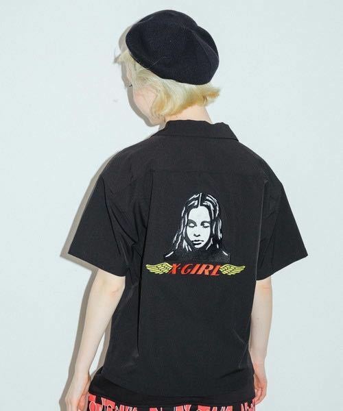 新品◆X-girl エックスガール　ANGEL FACE SHIRT　開襟シャツ◆ブラウス