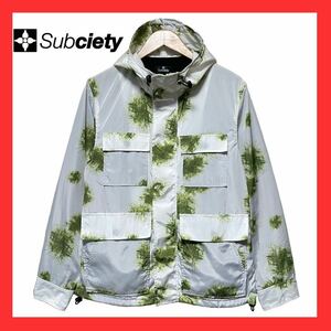 ★人気★ Subciety サブサエティ 迷彩 カモフラ スノー柄 総柄 ナイロン マウンテン パーカー ジャケット ブルゾン 白 M スケーター