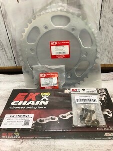 国内メーカー NTB＆EKチェーン ホーネット250(MC31) 前後 スプロケット＆チェーン (カシメジョイント付)