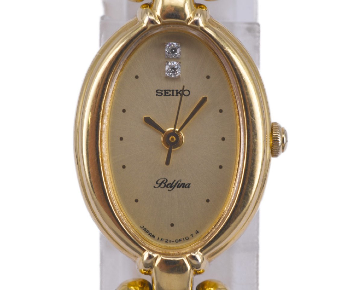 暖色系 【新品未使用】SEIKO クオーツ 腕時計 防水 1F21-5A60 ゴールド