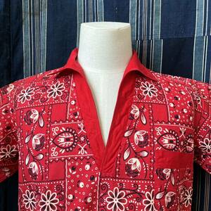 50s 60s penney's all ouer pattern printed half sleeve shirt 50 period 60 period pe needs total pattern shirt America made bandana shirt pattern shirt 