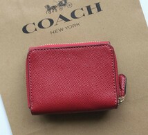 【新品】coach コーチ 三つ折り財布 レッド_画像2