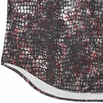 a211200-win BLACK VARIA ドゥエボットーニ 蛇柄 レギュラーカラー パイソンジャガード サテンドレスシャツ メンズ(レッド赤ワイン) XL_画像4