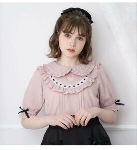 ★新品★DearMyLove ボリュームフリル胸元ハート開き仕様＆リボン付き×ピンク☆半袖・ブラウス 【３Ｌ】