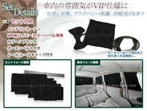 200系 ハイエース 標準ボディー 5ドア H16.8～ 光沢 遮光 車用 カーテン ブラック 1台分14ピースセット インテリアカーテン プライバシー_画像2