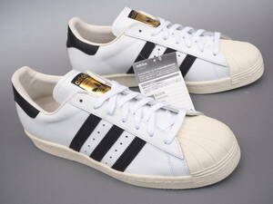 デッド!! 新品 16年製 US9/ 27cm adidas SUPERSTAR 80s スーパースター 80s 白x黒 天然皮革レザー