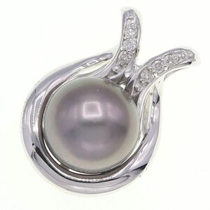 ブラックパール ダイヤモンド BP12.8mm D0.12ct K18WG BlackPearl Diamond