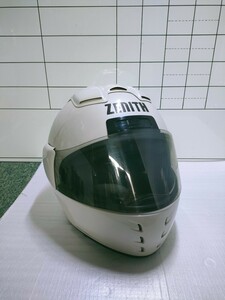 （希少レトロ、消毒除菌、即発送）ヤマハ システムヘルメット ZENITH YJ-2V 白 Lサイズ59-60cm