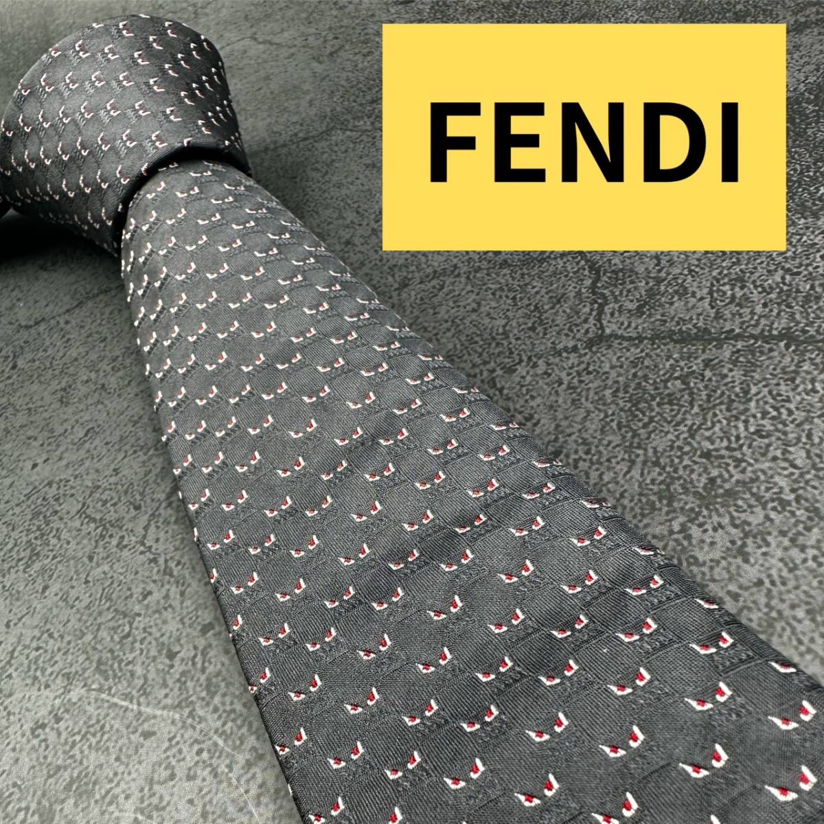 激レア 美品 ネクタイ 現行 FENDI フェンディ シルク デカロゴ ズッカ